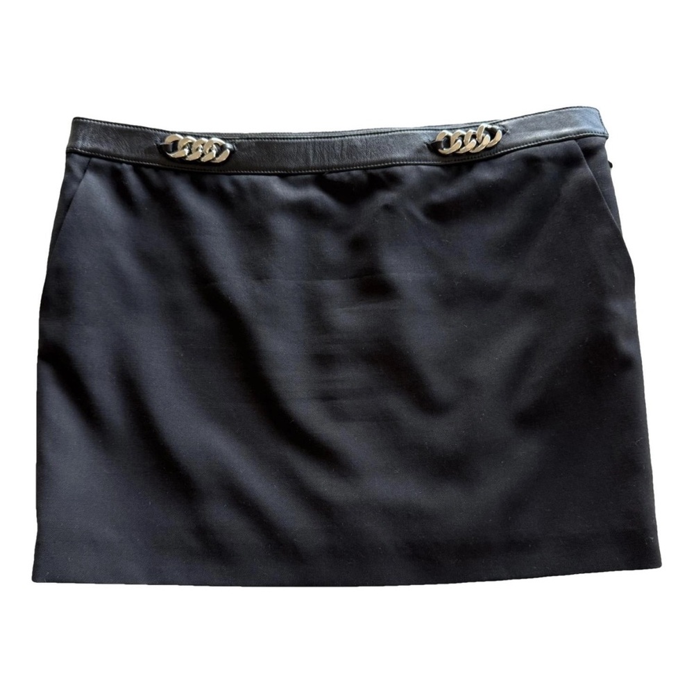 Saint Laurent Black Mini Skirt with silver Chain Accents💥👍🥰
